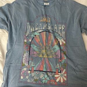 Blue Short Sleeve Tee with Vintage Graphic Design